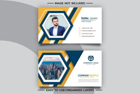 Abstract Blue and Yellow Business Card: A Versatile Design for Modern Professionals