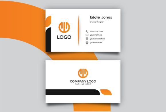 Elegant Orange White Business Card